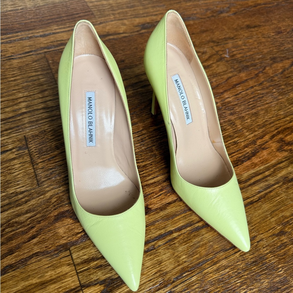 Manolo Blahnik Lime Green BB Pumps 105mm